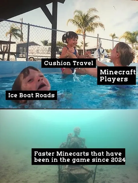 friendly reminder that Mojang already added faster Minecarts 2 years ago (Minecart Improvements)