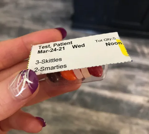 When I got my COVID vaccine, they gave me some candy in a pill package.