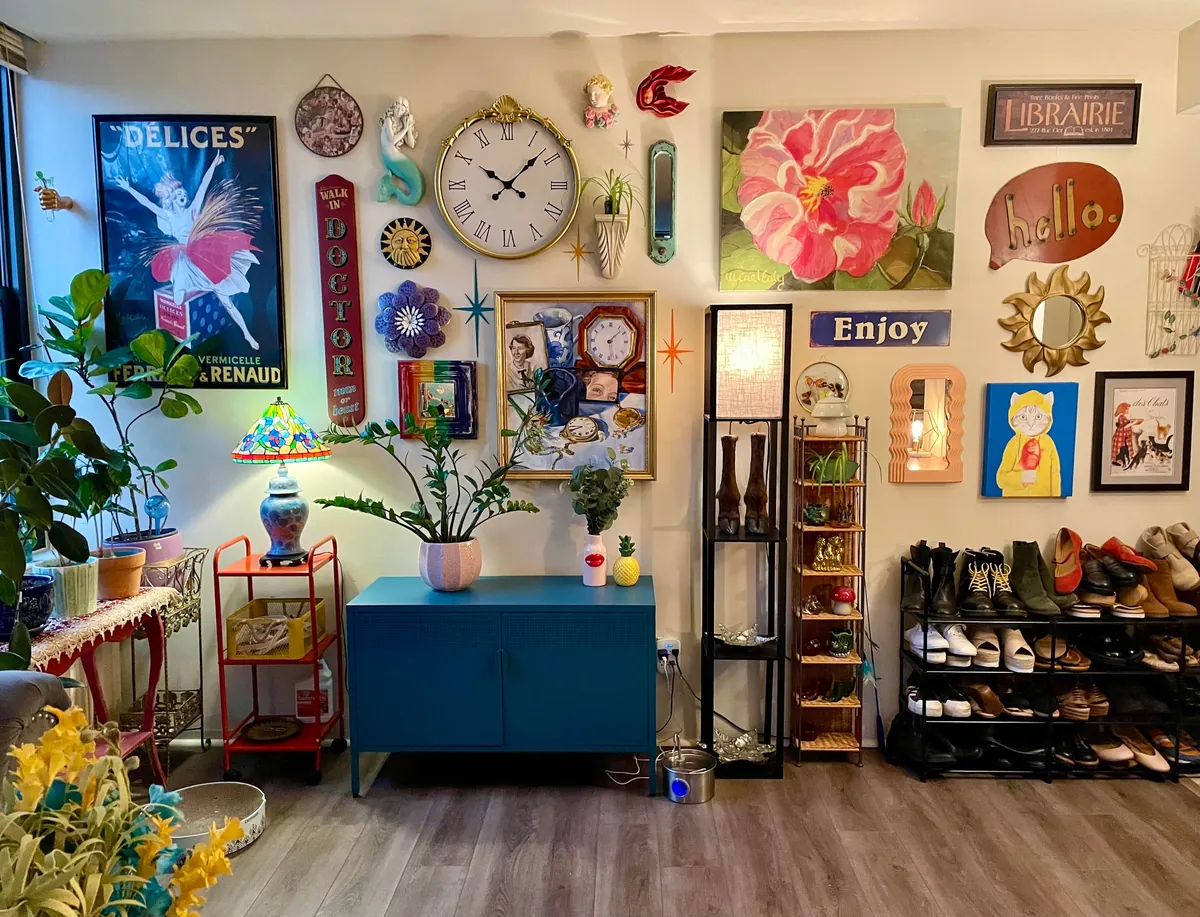 my tiny living room apartment where I can’t paint the walls