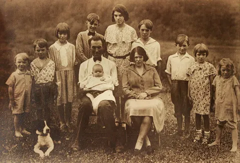 My grandmother’s family on their dairy farm in Youngsville, Pennsylvania in 1931. She’s barefoot on the far right.