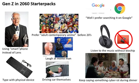Gen Z in 2060s starterpacks