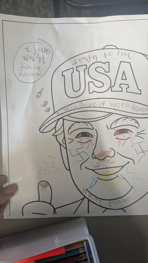 My math teacher made me color a picture of trump