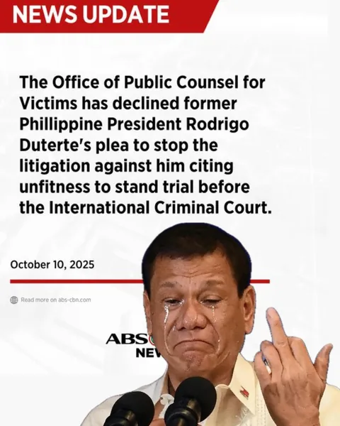 The Office of Public Counsel for Victims (OPCV) has declined former Phillippine President Rodrigo Duterte's plea