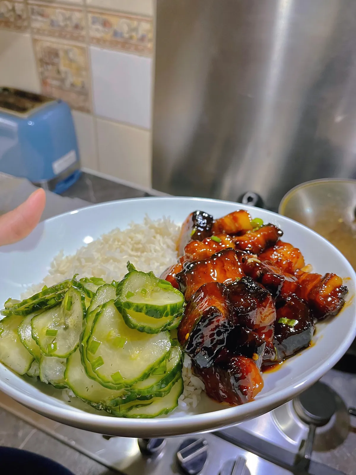 [homemade] Sticky pork belly bites.