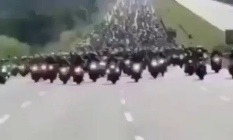 In Germany, a boy with a terminal illness loved motorcycles. His family asked online if a handful of riders could come by their home to surprise him. 1000s showed up