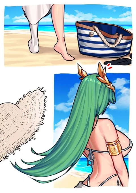 Palutena is so excited to strip down to her tiny cow bikini and show Pit her huge ass and big breasts full of milk (Mariezone)