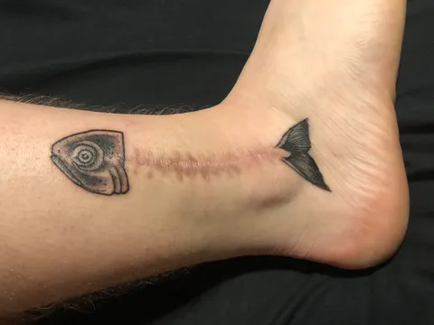 Fish Bones, done by Trevor Varem, Mission Tattoo Parlour, Calgary Alberta