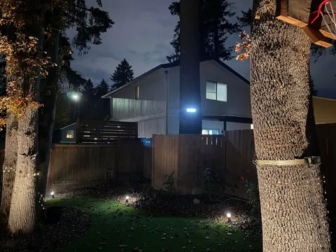 Neighbor installed a motion sensing LED light on a tree and aimed directly into my yard