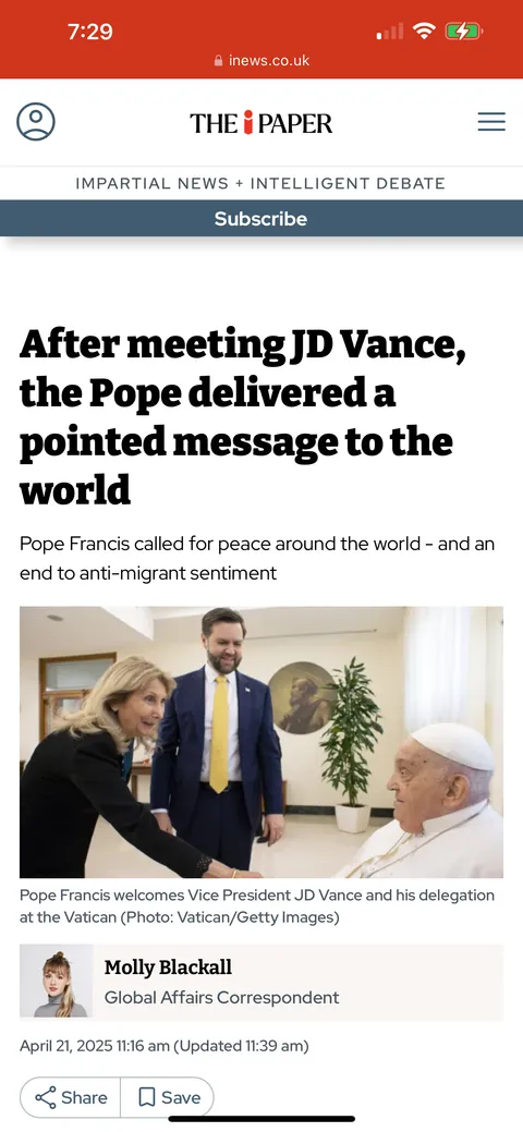 I’m going to assume the Pope died of embarrassment after talking to this douchebag.