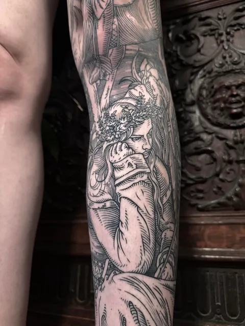 Full leg tattoo made by me (Ivan Zagusta) at Zaraza tattoo shop in Warsaw, Poland