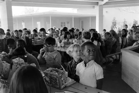 Children at Leapwood Elementary School, Los Angeles, California, 1970.