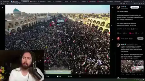 Asmongold mistakes regime supporters for protestors because he doesn't read.