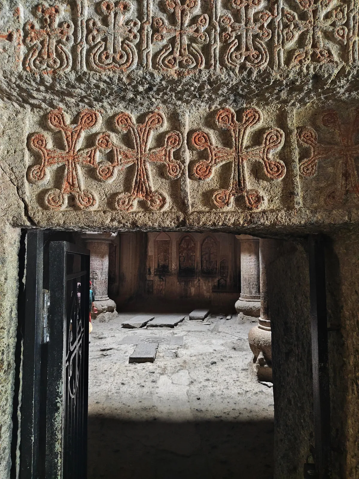 Geghard Monastery, partially carved into the rock. Armenia.