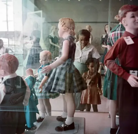 Ondria Tanner and her grandmother window shopping in Mobile, Alabama, 1956