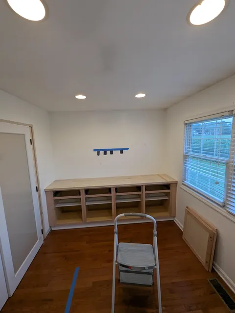 Three weeks ago I learned what a brad nailer is. Today I finished my built-in cabinets!
