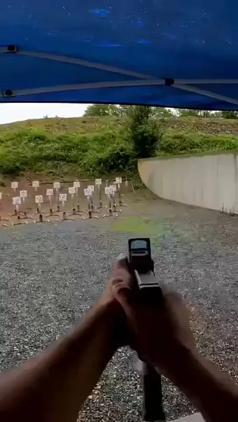 A person shot down 27 steel targets in 7.53 seconds with 100% accuracy