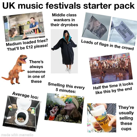 UK music festival starter pack