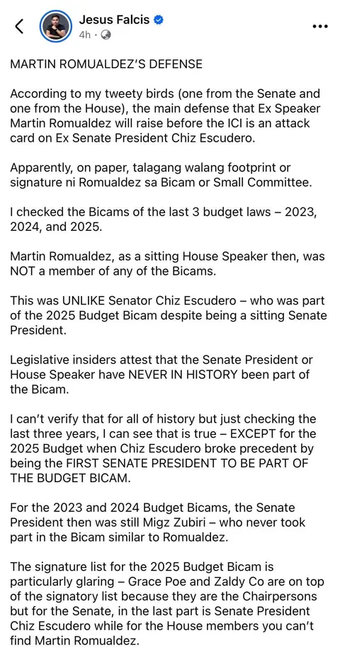 Chiz Escudero is gonna be so cooked according to Atty. Jesus Falcis’ tweety birds in the House and Senate