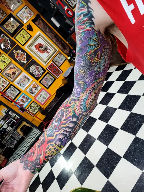Vampire sleeve by Ryan at Lucky Mountain Tattoo (Erwin TN)