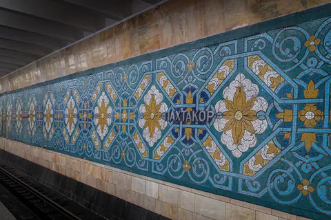 Soviet-era subway architecture in the Tashkent Metro, Uzbekistan