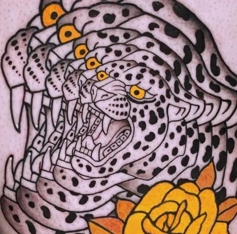 Trippy leopard tattoo done by @lukisha_1 in London, UK