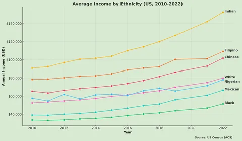 Average Income by Ethnicity (US, 2010-2022) [OC]