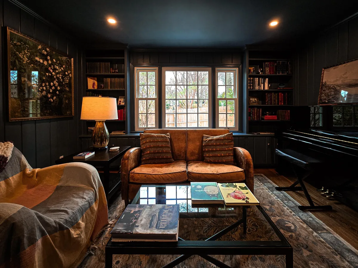 My cozy home library. Still many shelves to fill.