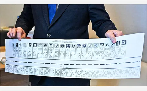 Europe's largest city, İstanbul, is choosing its mayor today! Here is the ballot paper which is 1 meters long!