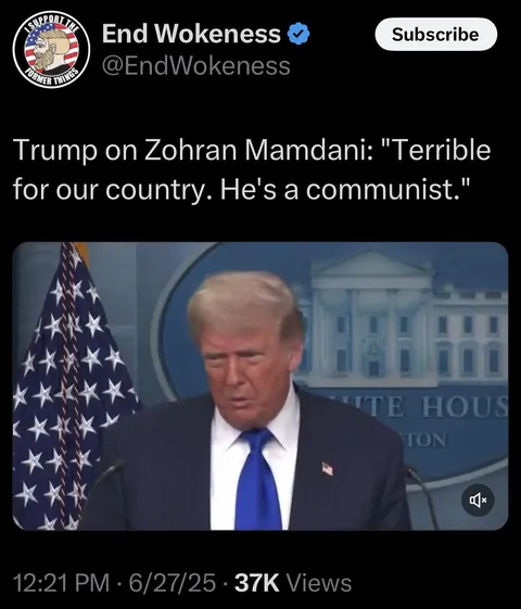 Trump on Mamdani: “He’s a communist”