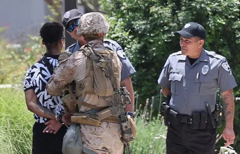 US Marines carry out first known detention of US citizen in Los Angeles (Marcos Leao, an Army veteran on his way to an office of the Department of Veterans Affairs)