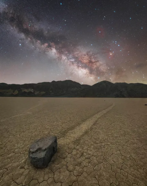 The Milky Way over the stunning Death Valley Racetrack Playa! [OC]