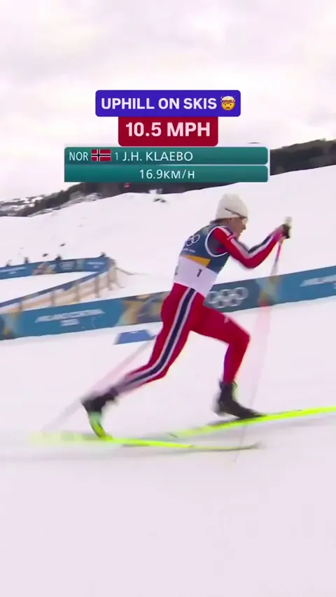 It’s just unreal how fast Norwegian cross-country skier Klæbo sprints uphill on skis.
