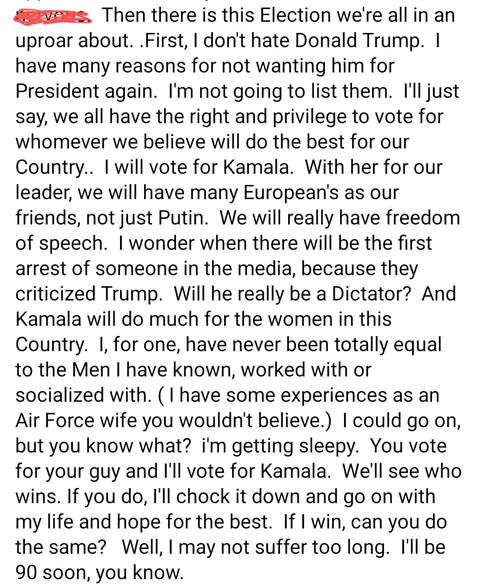 Lifelong conservative via marriage. My grandma :)