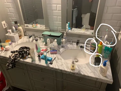 My stuff is circled. The other stuff is my sisters.