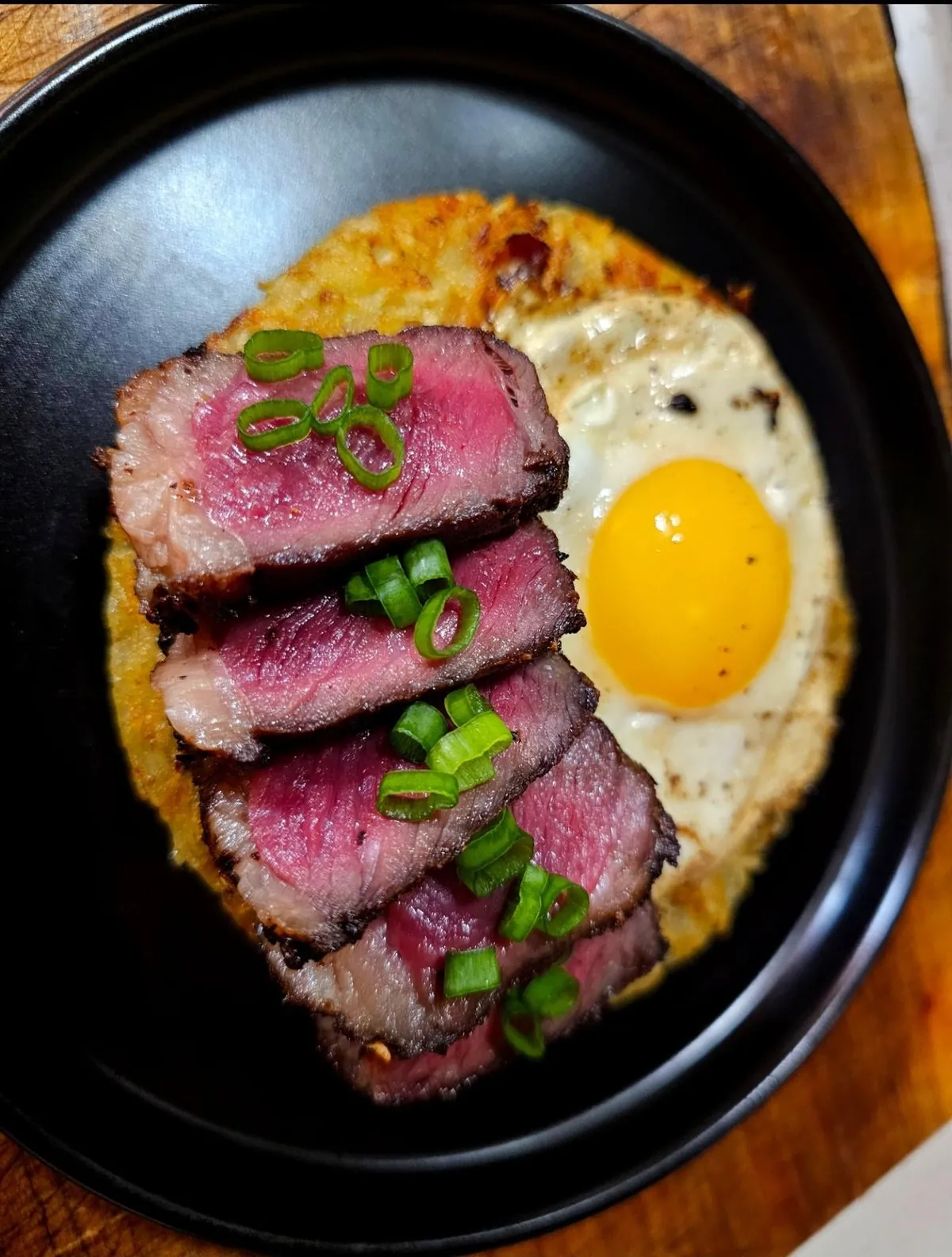 [Homemade] Steak &amp; Eggs on a Potato Pancake