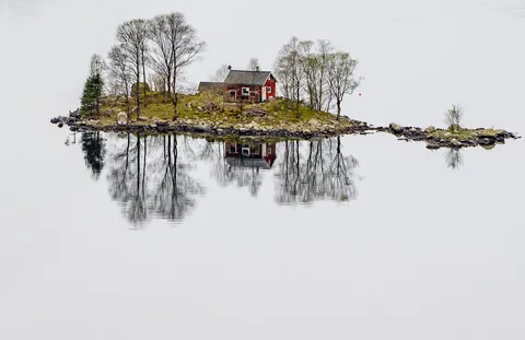 ITAP of a cabin on a small island