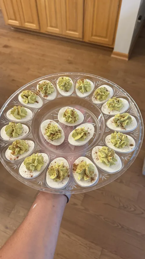 Deviled eggs made from clay and wall spackling
