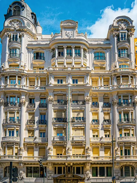 1923 Belle Époque and Eclectic Hotel Atlántico on Gran Via, Madrid, Spain.