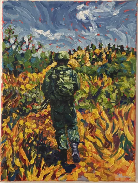 Soldier in High Grass, “Jake (me)”, Oil on Canvas, 2025