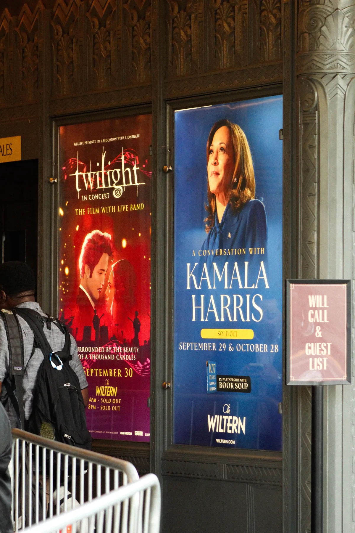 tried to capture the mood outside Kamala Harris’ book tour stop in Los Angeles on Monday [OC]