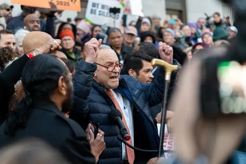 Democratic Lawmakers rally at Treasury Dept. against Musk and DOGE