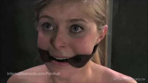 Hooked up to her friend and trying not to jolt from the impact.