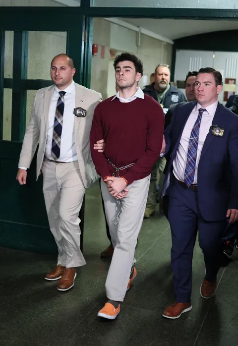 Luigi Mangione arrives at Manhattan Criminal Court in New York City. (December 23, 2024) 