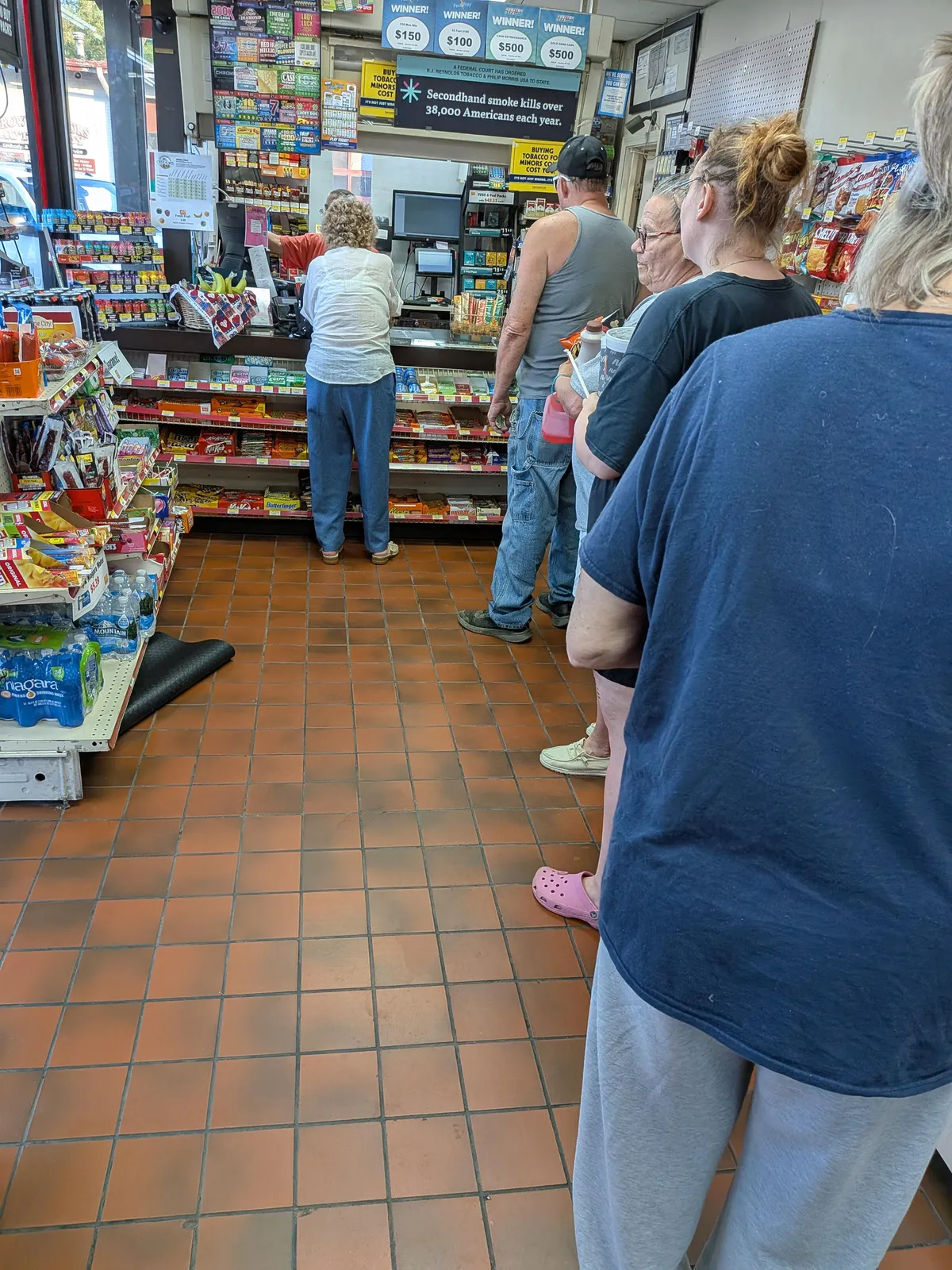 Been standing in line for 15 minutes while this octogenarian buys lottery tickets