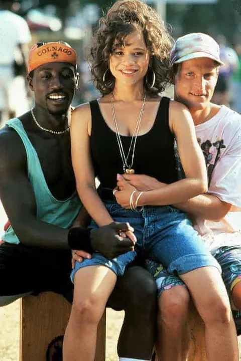 Wesley Snipes, Rosie Perez and Woody Harrelson filming White Men Can't Jump (1992)