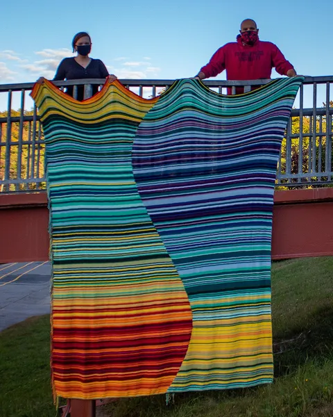 I finished my year long temperature blanket! [OC]