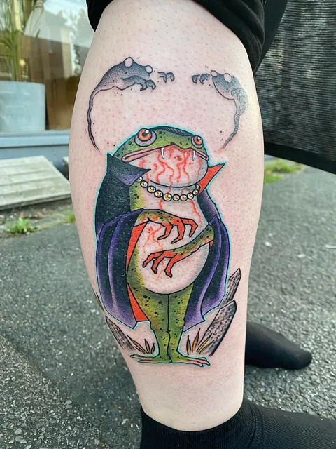 Freehand Vampire Frog i did from some time back - Tattoo done by me Jerome Les (Singapore🇸🇬)