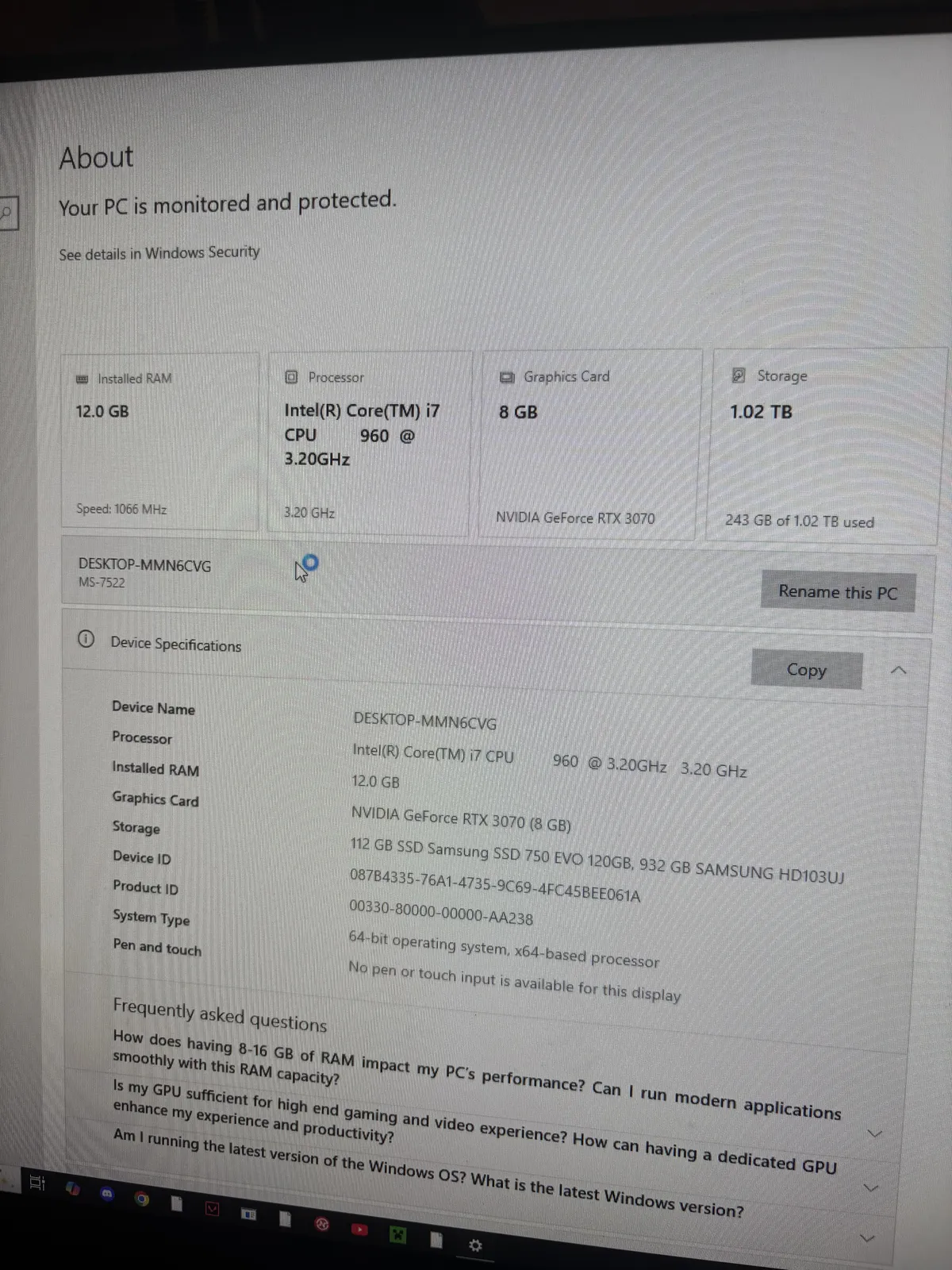 Specs of my girlfriend’s pc