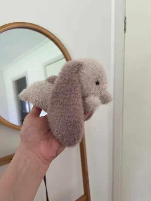 I crocheted this sweet floppy bun and I love her