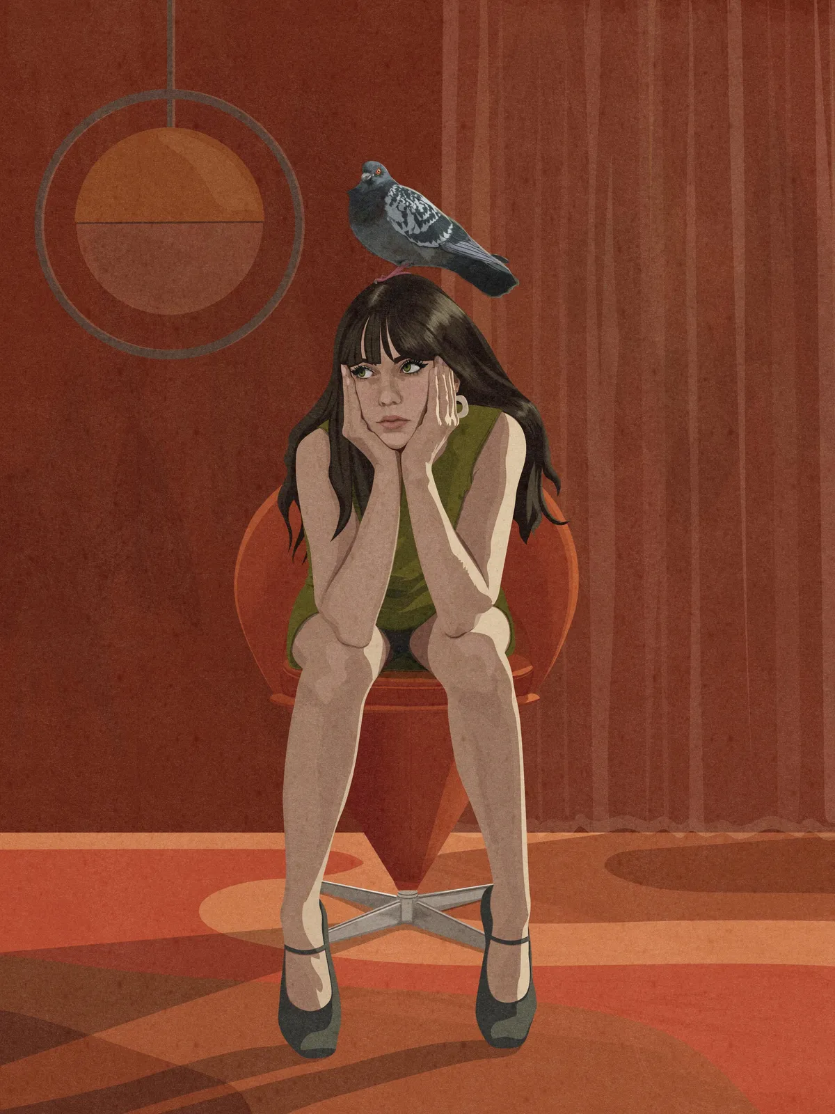 Little Miss Pigeon Head, u/flogfrog(me), Adobe Illustrator, 2025